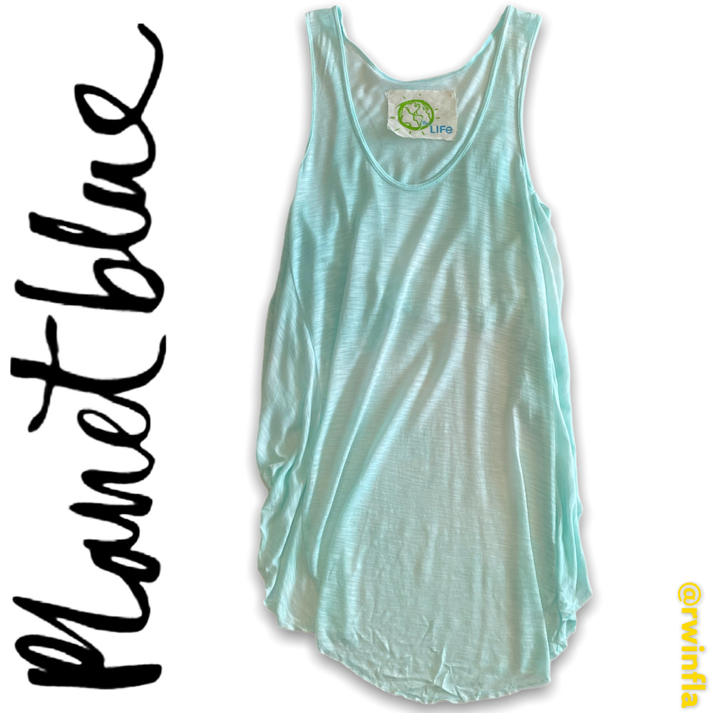 Sheer Tank With Half Length Back Aqua Small NWOT